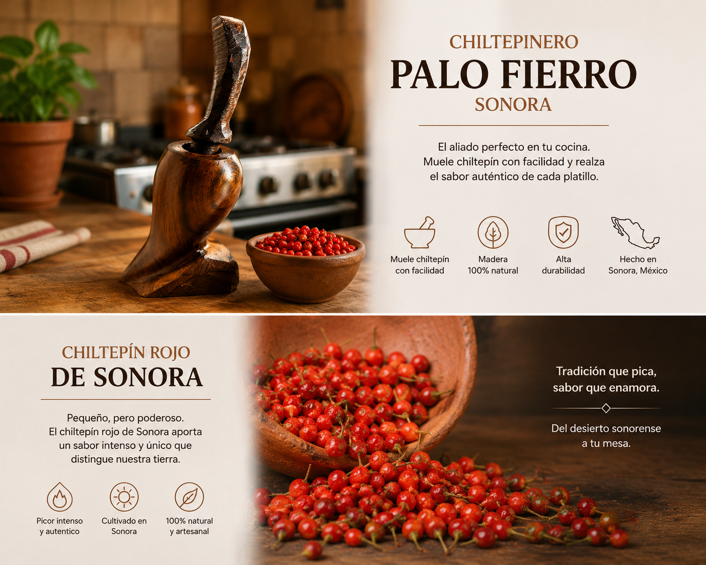Chiltepinero de madera de palo fierro. Figura chile - Image 5